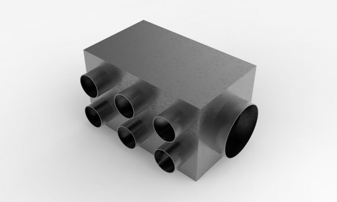Açılı kolektör (160 giriş - 6 x 75 çıkış)