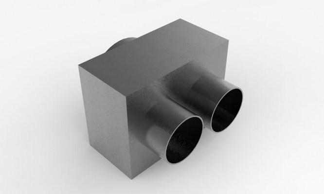 Düz valf plenum (2 x 75 giriş - DN 125 çıkış)